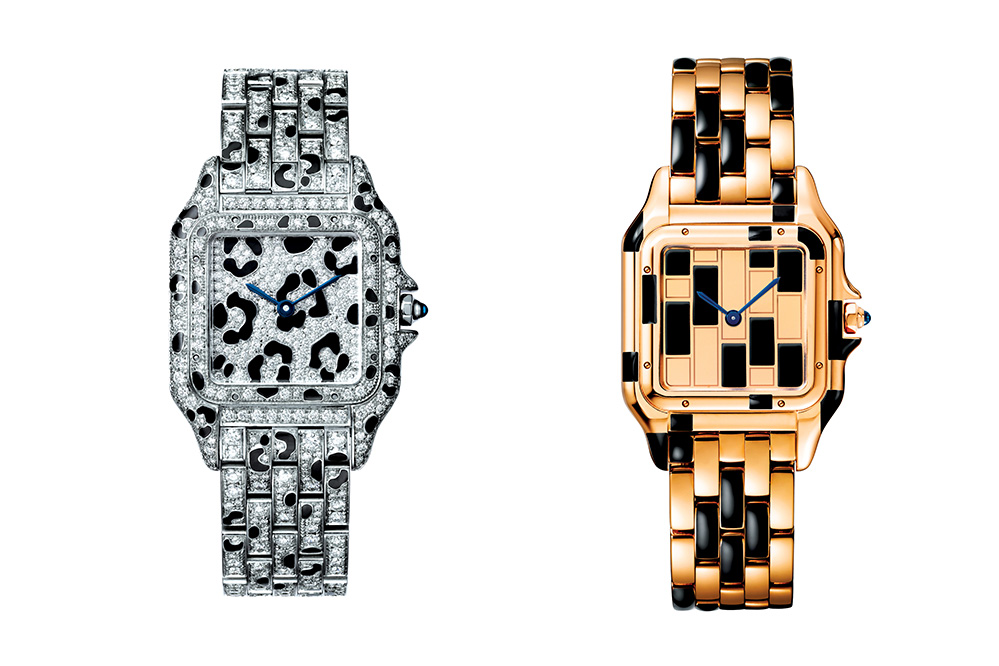 Two brightly adorned models of the Panthère de Cartier